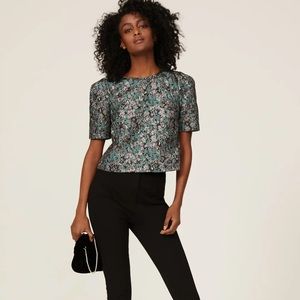 Club Monaco Brocade Puff Sleeve Tee